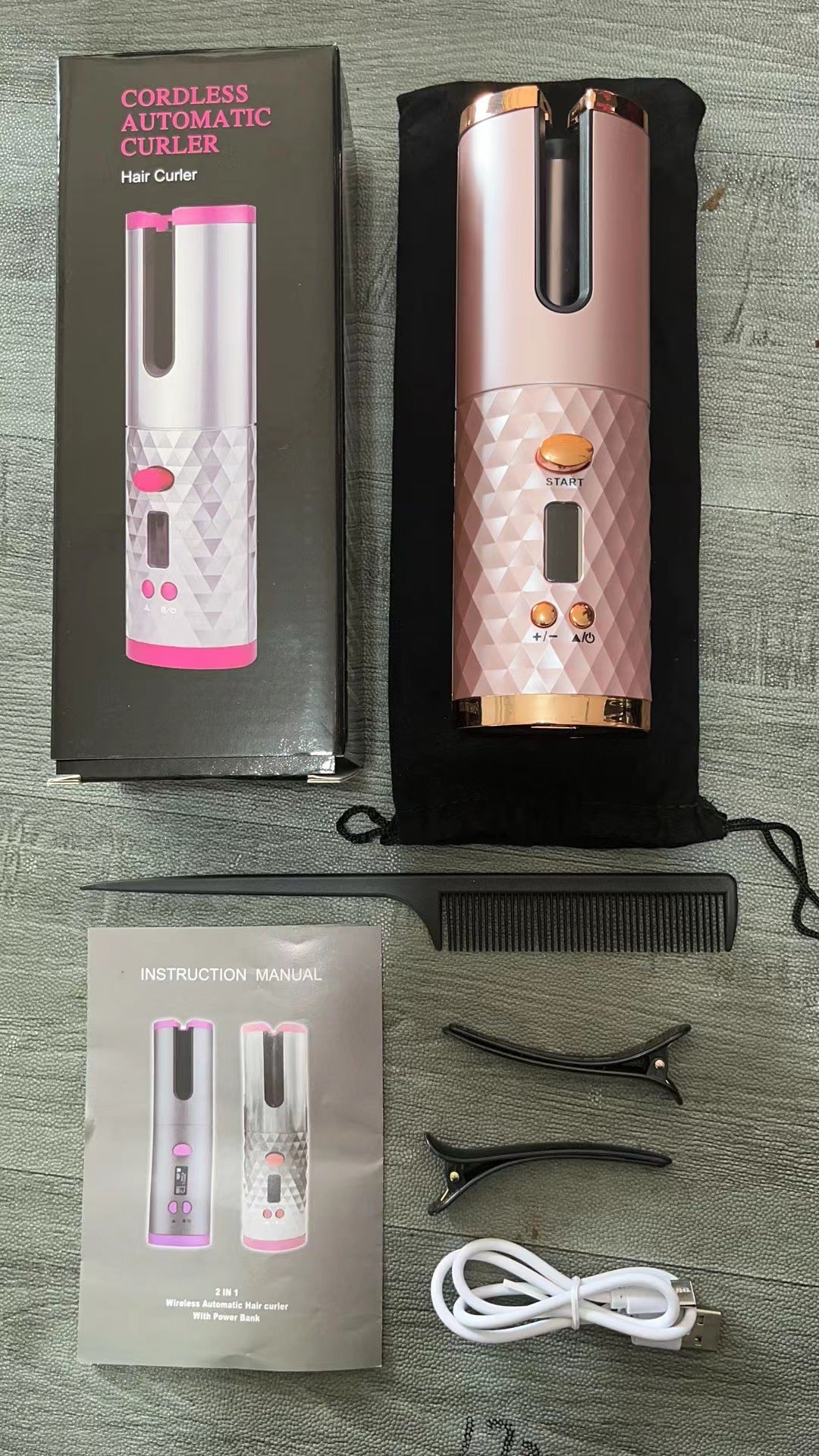 Nouveau fer à boucler automatique portable – rechargeable USB avec écran LCD intelligent – Mini boucleur