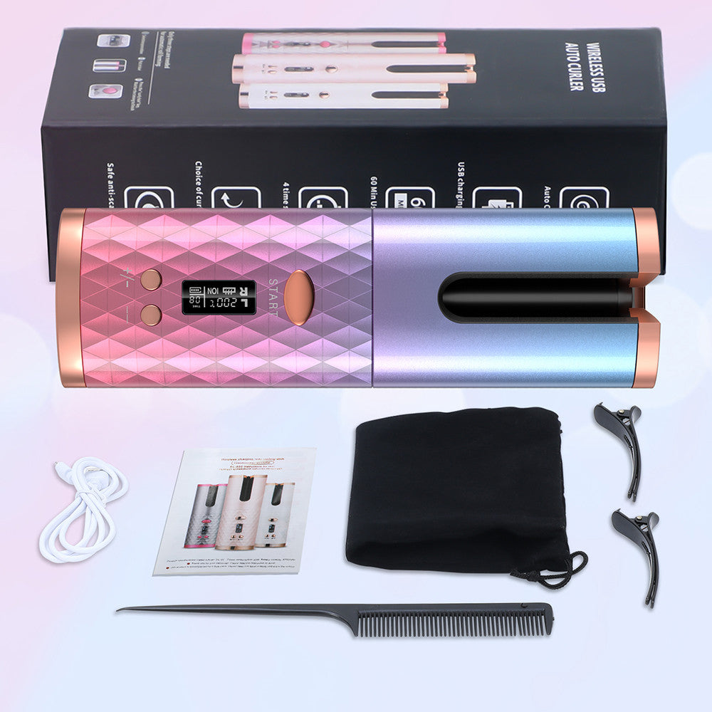 Nouveau fer à boucler automatique portable – rechargeable USB avec écran LCD intelligent – Mini boucleur