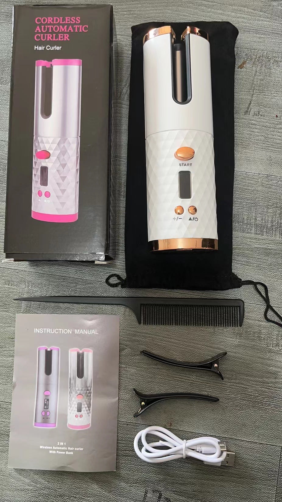 Nouveau fer à boucler automatique portable – rechargeable USB avec écran LCD intelligent – Mini boucleur
