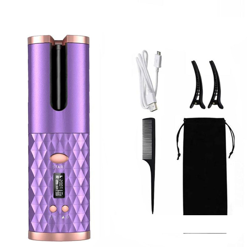 Nouveau fer à boucler automatique portable – rechargeable USB avec écran LCD intelligent – Mini boucleur