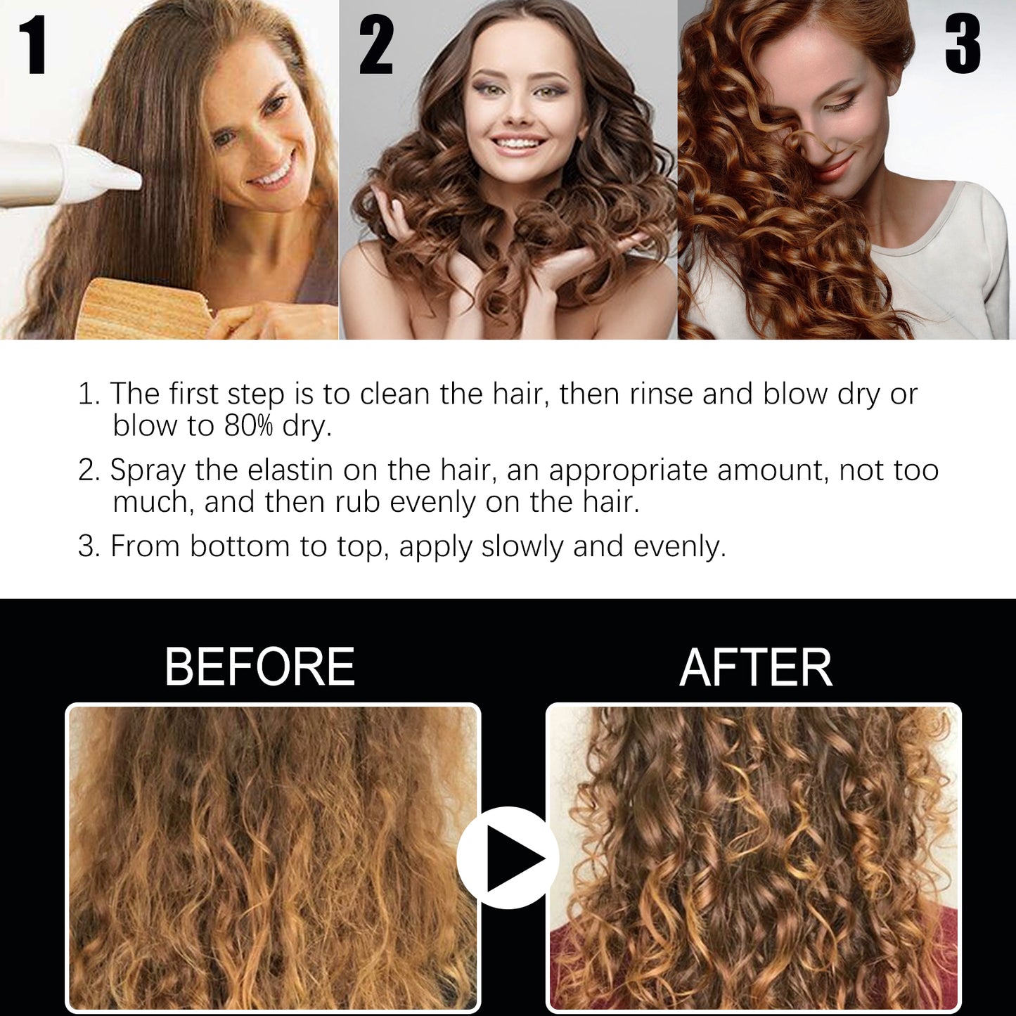 Spray volumisant pour cheveux, gel coiffant longue tenue au parfum hydratant