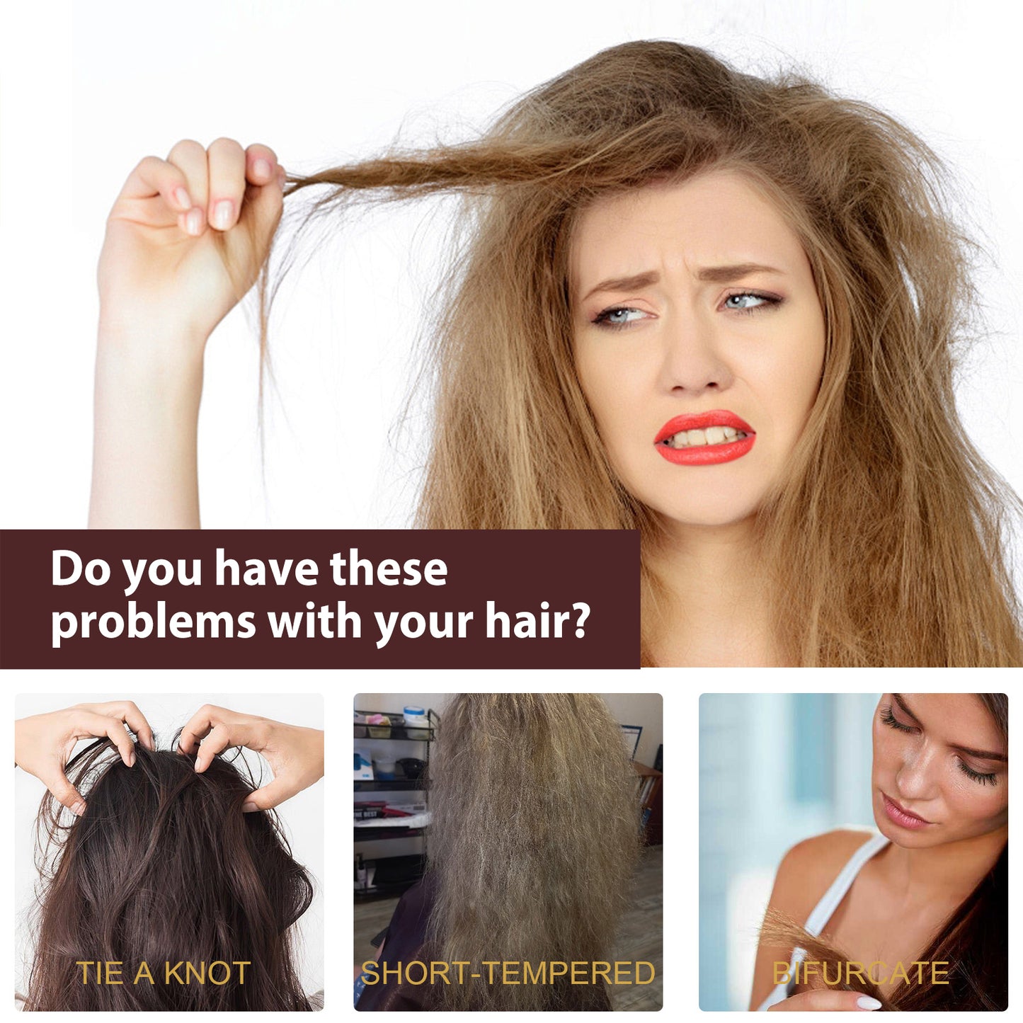 Protein spray, hydrates dry hair, strengthens and smooths hair.