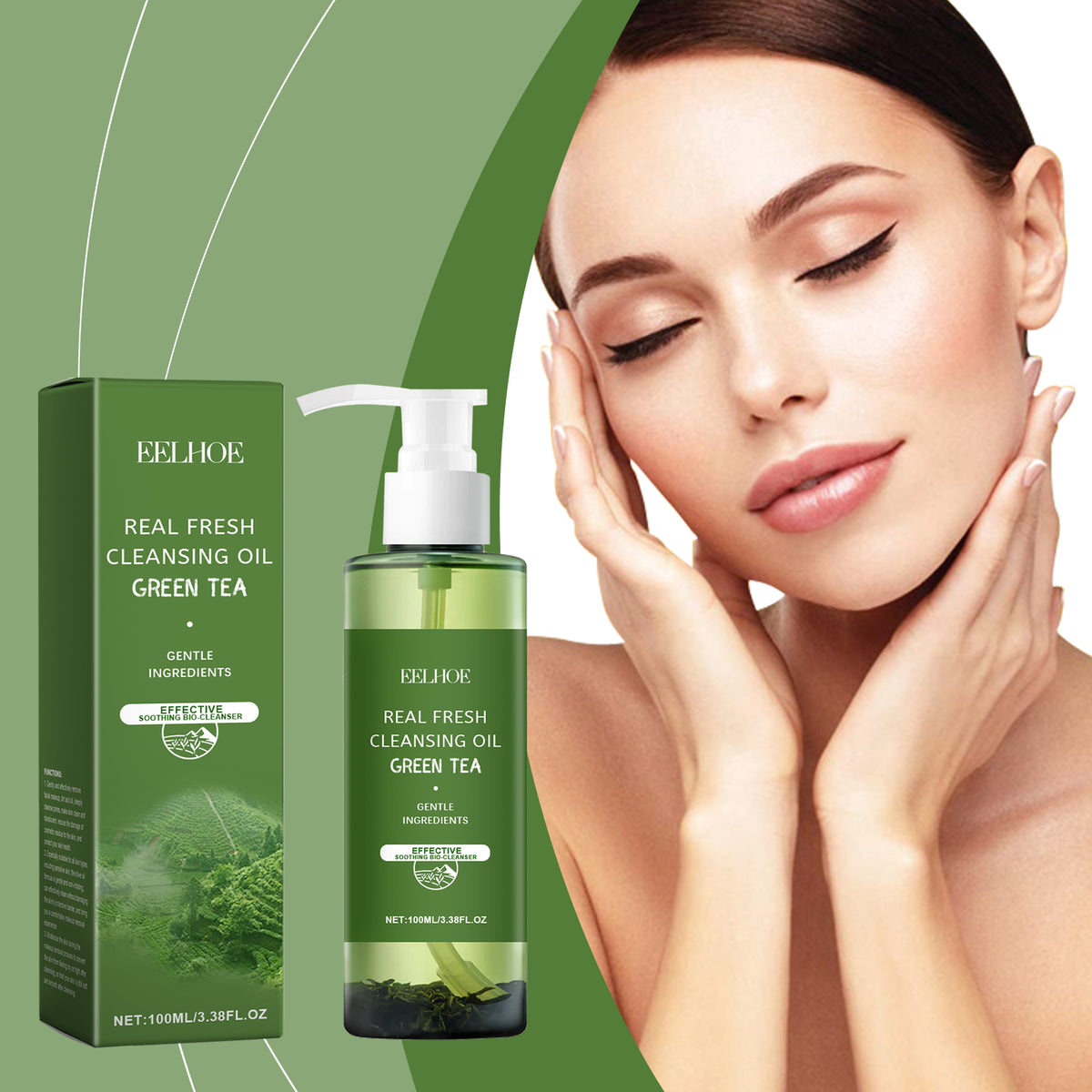 Huile Démaquillante au Thé Vert – Visage, Yeux & Lèvres – 100 ml