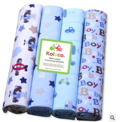 Lot de 4 couvertures pour bébé, langes en mousseline 100 % coton pour nouveau-nés.