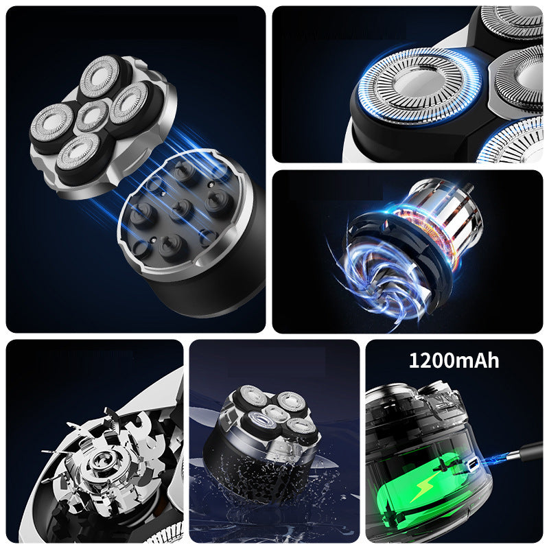 Complete shower gel, 5-point razor, rechargeable men's razor, beard trimmer, bald head machine