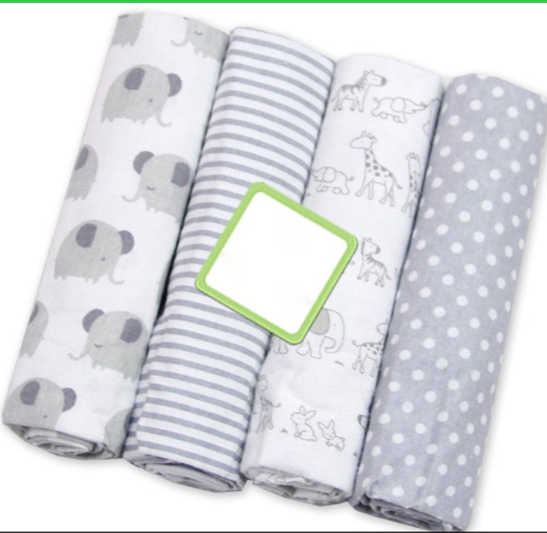 Lot de 4 couvertures pour bébé, langes en mousseline 100 % coton pour nouveau-nés.