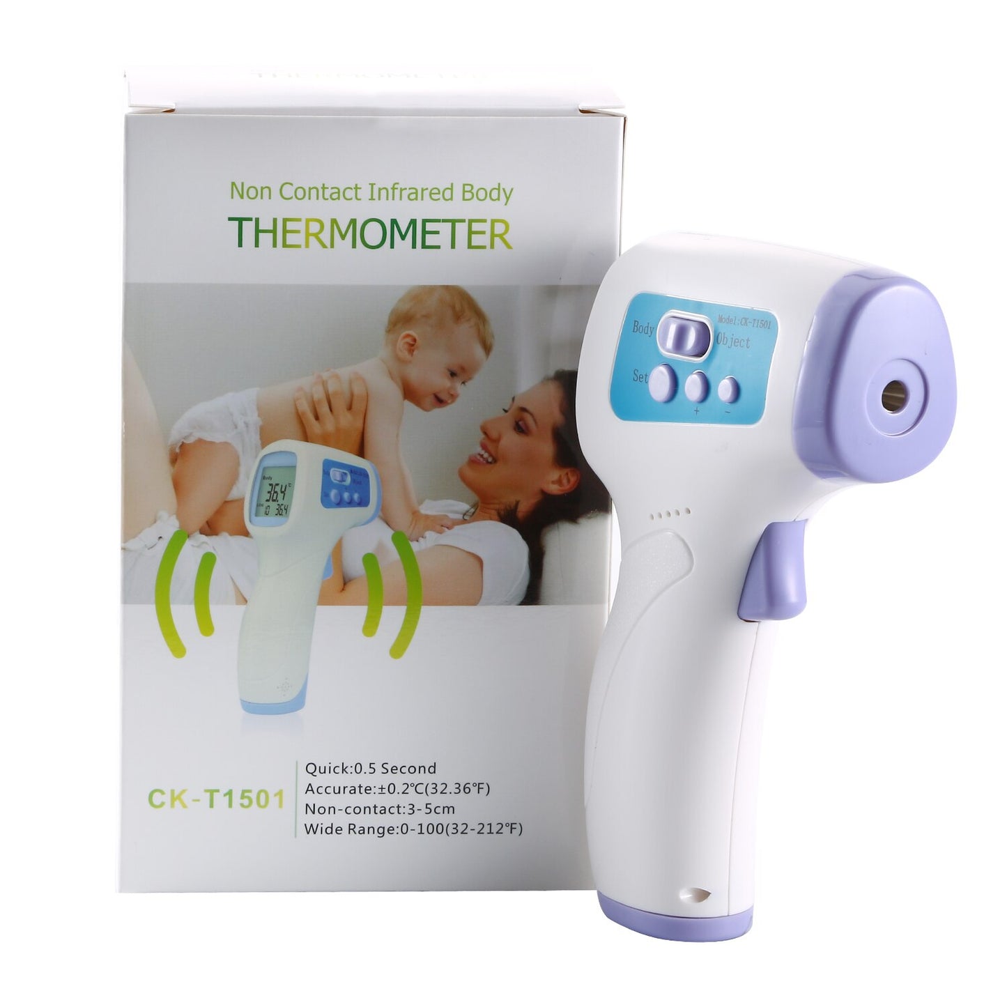 Thermomètre frontal infrarouge sans contact avec écran LCD, Thermomètre pour adultes et enfants