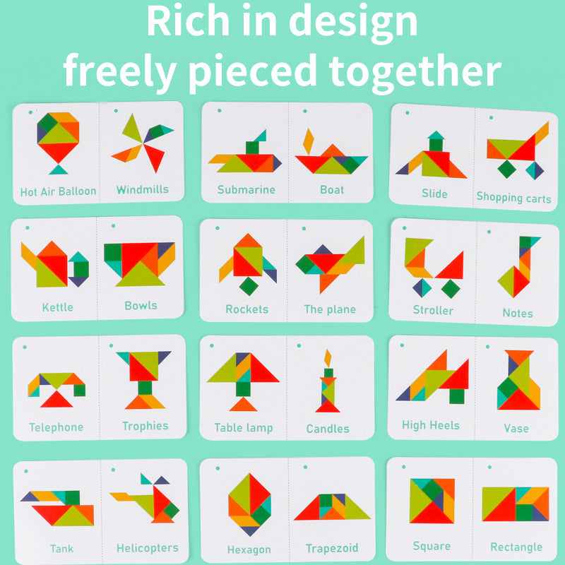 Puzzles tangram 3D en bois      (Amusants et aides pédagogiques pour l'éducation précoce des enfants 4-6 ans)