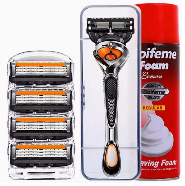 Universal five-blade rotary manual razor.
