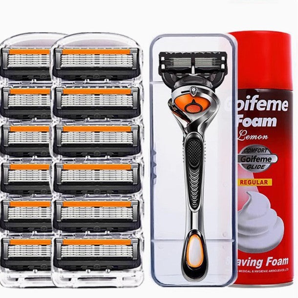 Universal five-blade rotary manual razor.