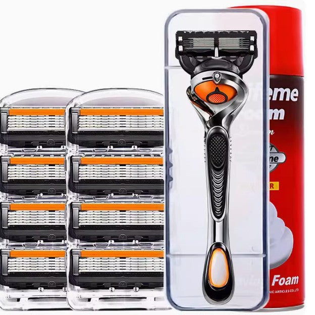 Universal five-blade rotary manual razor.