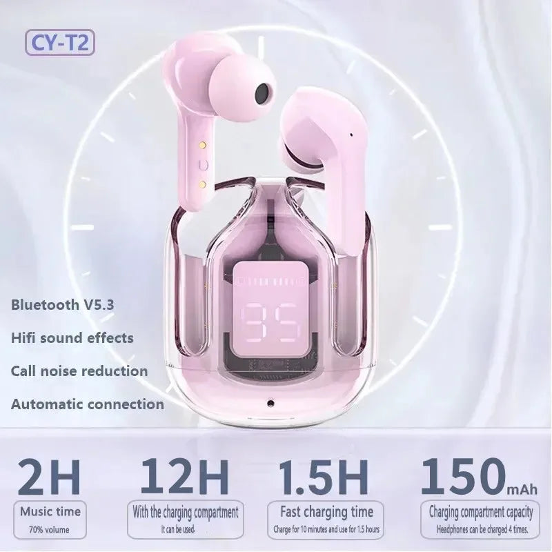 Écouteurs Bluetooth sans fil T2 d'origine, avec affichage numérique